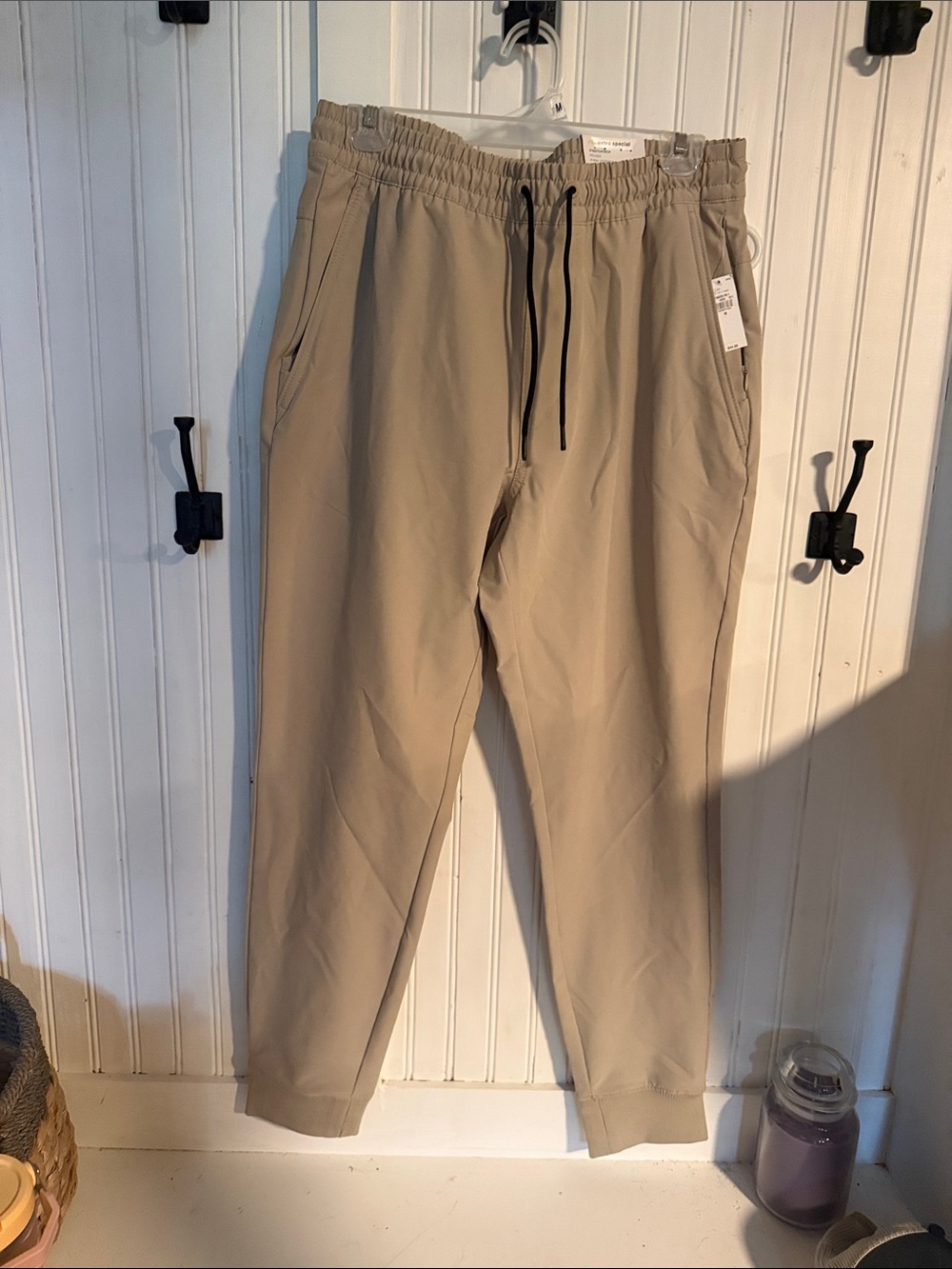 Casual Drawstring Jogger Pants - Beige